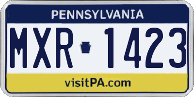 PA license plate MXR1423