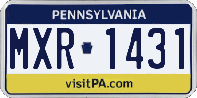 PA license plate MXR1431