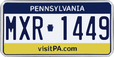 PA license plate MXR1449