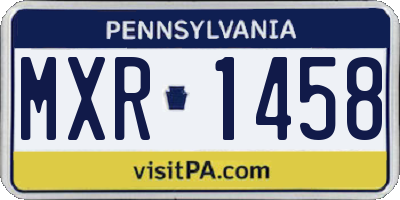 PA license plate MXR1458