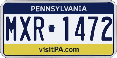 PA license plate MXR1472