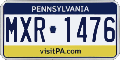 PA license plate MXR1476
