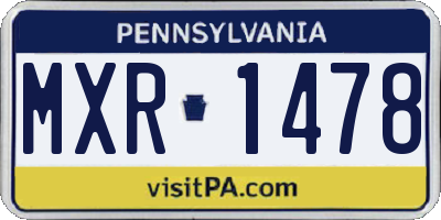 PA license plate MXR1478