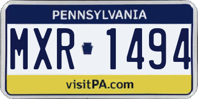 PA license plate MXR1494