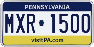 PA license plate MXR1500