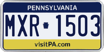 PA license plate MXR1503