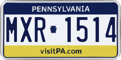 PA license plate MXR1514