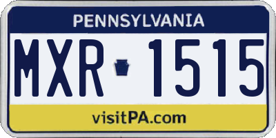PA license plate MXR1515