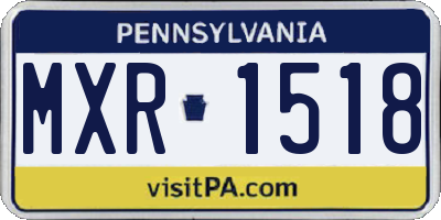 PA license plate MXR1518