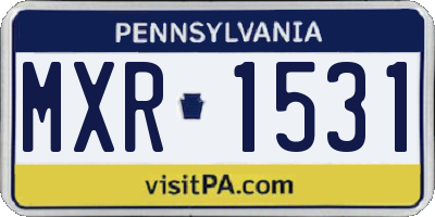 PA license plate MXR1531