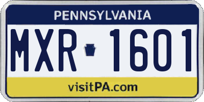 PA license plate MXR1601