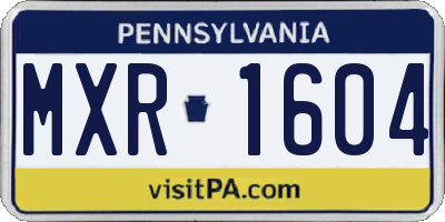 PA license plate MXR1604