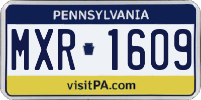 PA license plate MXR1609