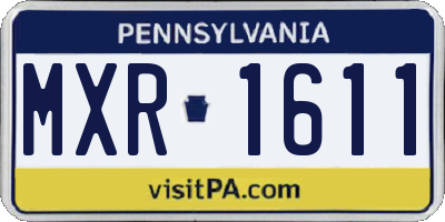 PA license plate MXR1611