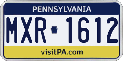 PA license plate MXR1612