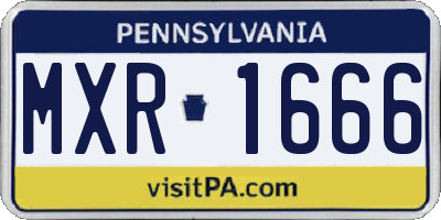 PA license plate MXR1666
