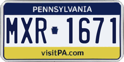 PA license plate MXR1671