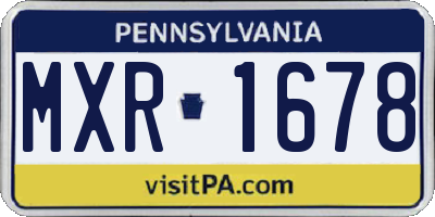 PA license plate MXR1678