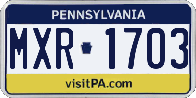 PA license plate MXR1703