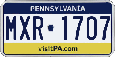 PA license plate MXR1707