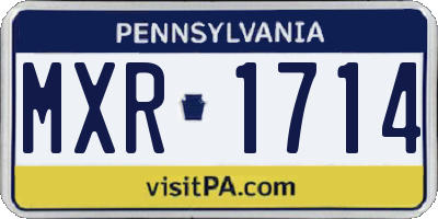 PA license plate MXR1714