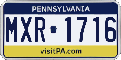PA license plate MXR1716