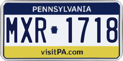 PA license plate MXR1718