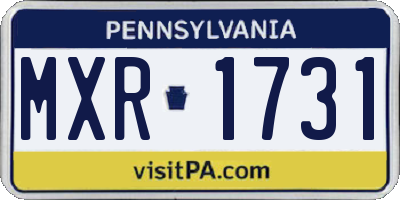 PA license plate MXR1731