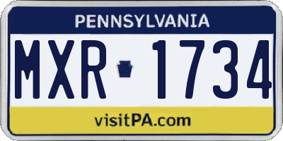 PA license plate MXR1734