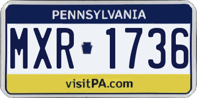 PA license plate MXR1736