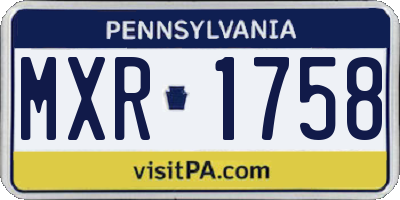 PA license plate MXR1758