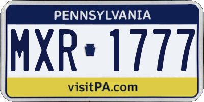 PA license plate MXR1777