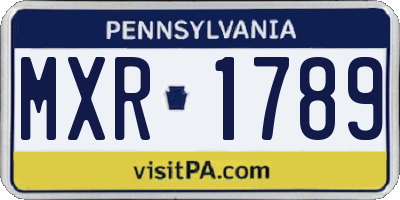 PA license plate MXR1789