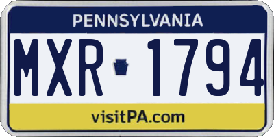 PA license plate MXR1794