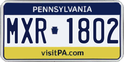 PA license plate MXR1802