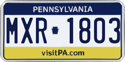 PA license plate MXR1803