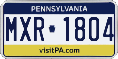 PA license plate MXR1804