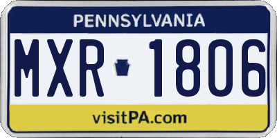 PA license plate MXR1806