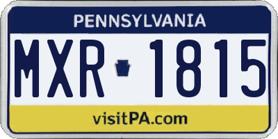 PA license plate MXR1815