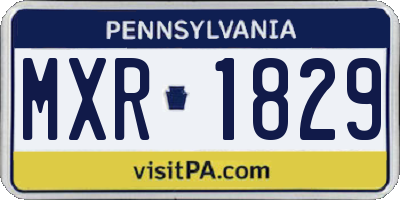 PA license plate MXR1829