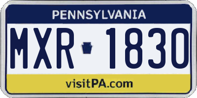 PA license plate MXR1830