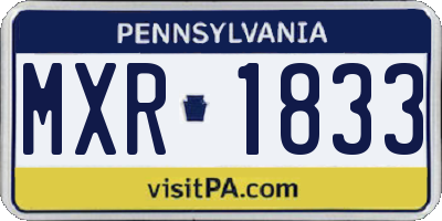 PA license plate MXR1833