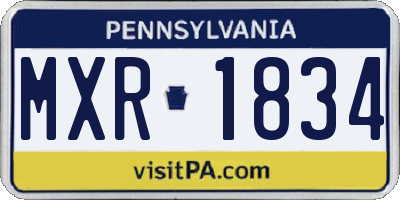 PA license plate MXR1834