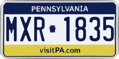 PA license plate MXR1835
