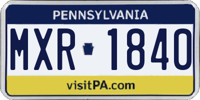PA license plate MXR1840