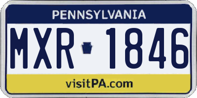 PA license plate MXR1846