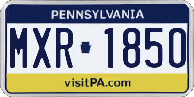 PA license plate MXR1850