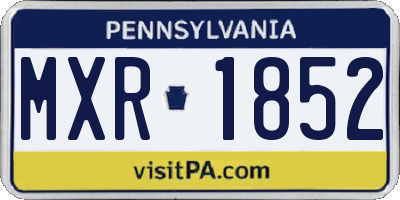 PA license plate MXR1852