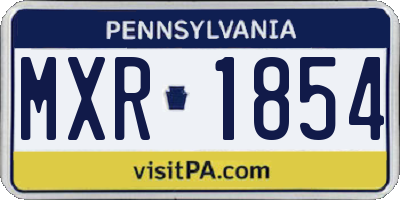 PA license plate MXR1854