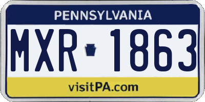 PA license plate MXR1863